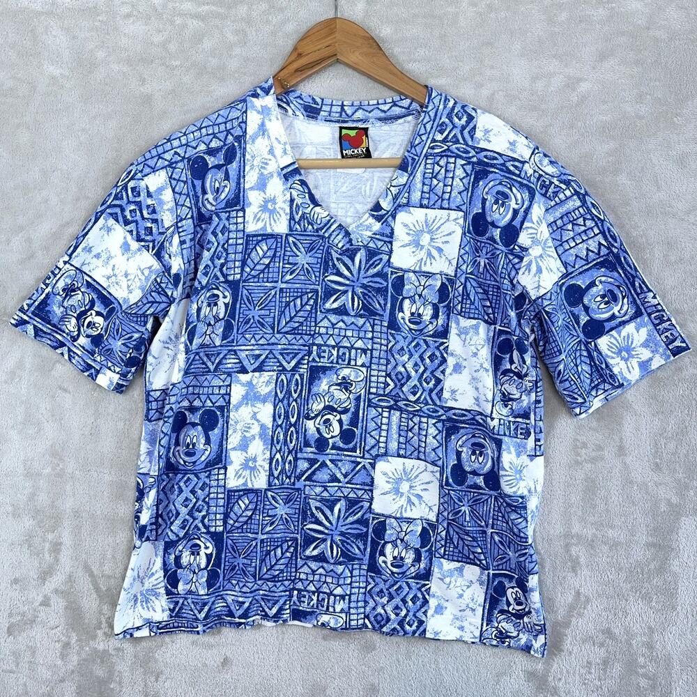 Disney Mickey Unlimited Jerry Leigh Vintage 90s T Shirt Mens Small V Neck Boxy